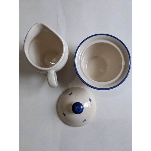 Maison Blue by PFALTZGRAFF cream and covered sugar bowl set blue white Rooster - Picture 8 of 11